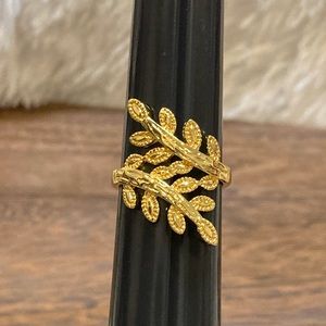 18k Yellow Plated Gold Leaf Statement Ring Artisan Collection of Columbia Size 8